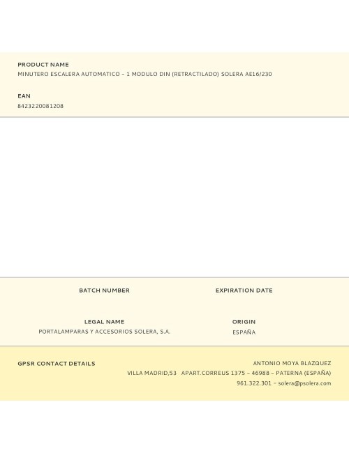 Minutero escalera automatico - 1 modulo din (retractilado) solera ae16/230