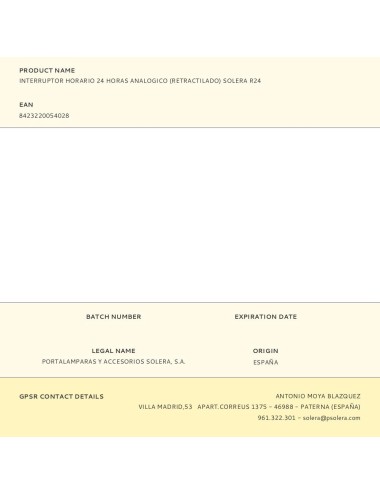 Interruptor horario 24 horas analogico (retractilado) solera r24