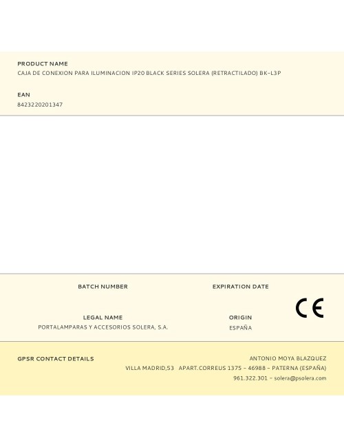 Caja de conexion para iluminacion ip20 black series solera (retractilado) bk-l3p