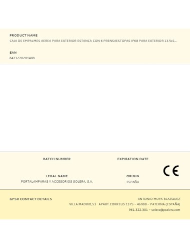 Caja de empalmes aerea para exterior estanca con 6 prensaestopas ip68 para exterior 13,5x11,5x4,7cm black series solera (ret ...