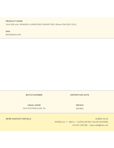 Caja 500 unid. arandela carrocero din/ref 9021 ø4mm zincado celo