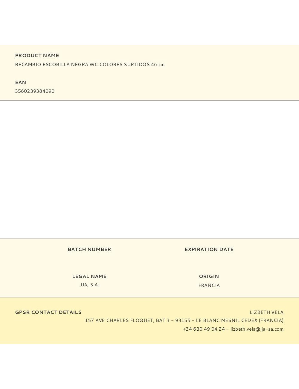 Recambio escobilla negra wc colores surtidos 46 cm