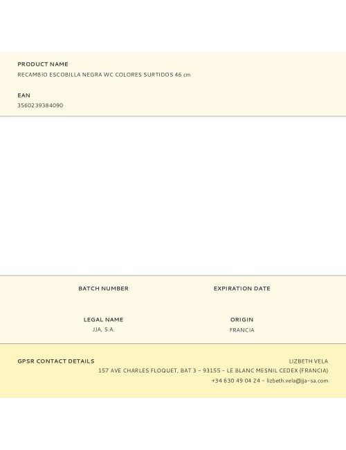 Recambio escobilla negra wc colores surtidos 46 cm