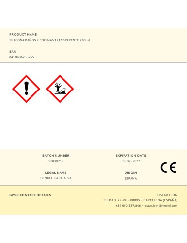 Silicona baños y cocinas transparente 280 ml