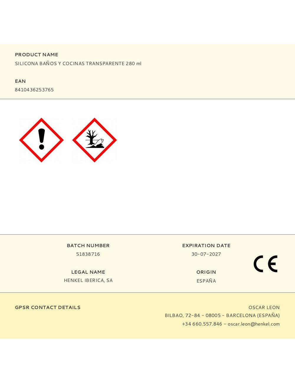 Silicona baños y cocinas transparente 280 ml