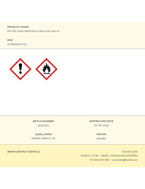 Pattex pi600 montafix cartucho 300 ml