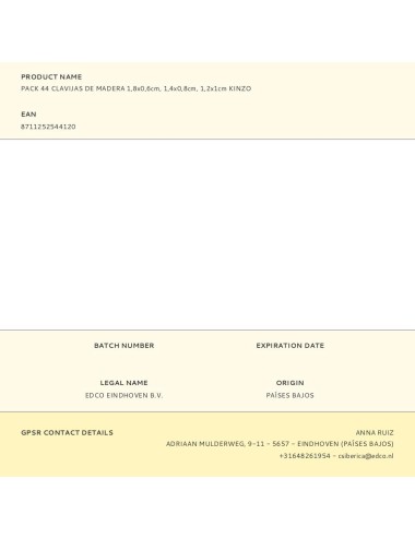 Pack 44 clavijas de madera 1,8x0,6cm, 1,4x0,8cm, 1,2x1cm kinzo