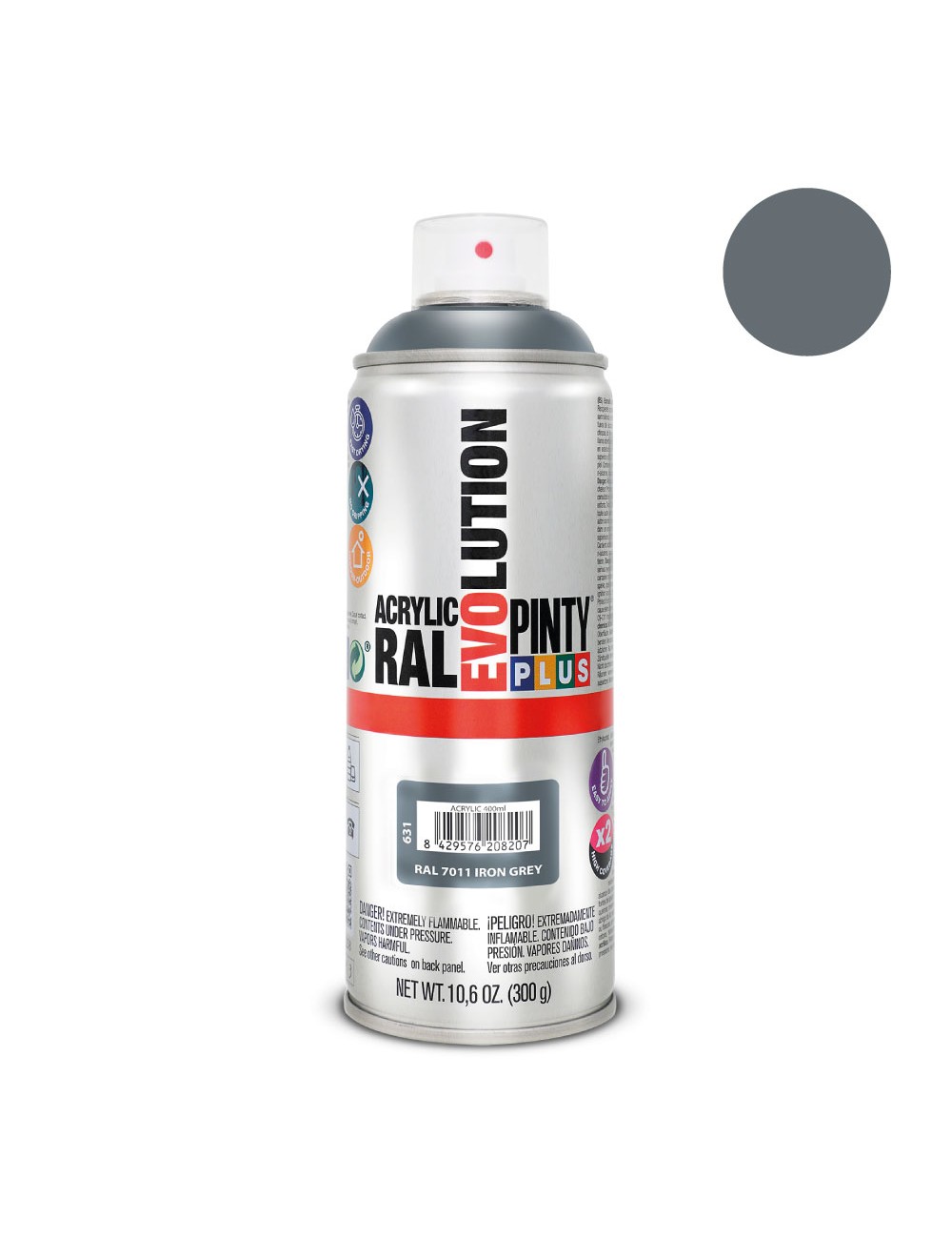 Pintura acrílica spray evolution 520 cc ral 7011 iron grey 300 g