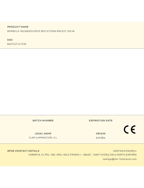 Bombilla incandescente reflectora r90 e27 100 w