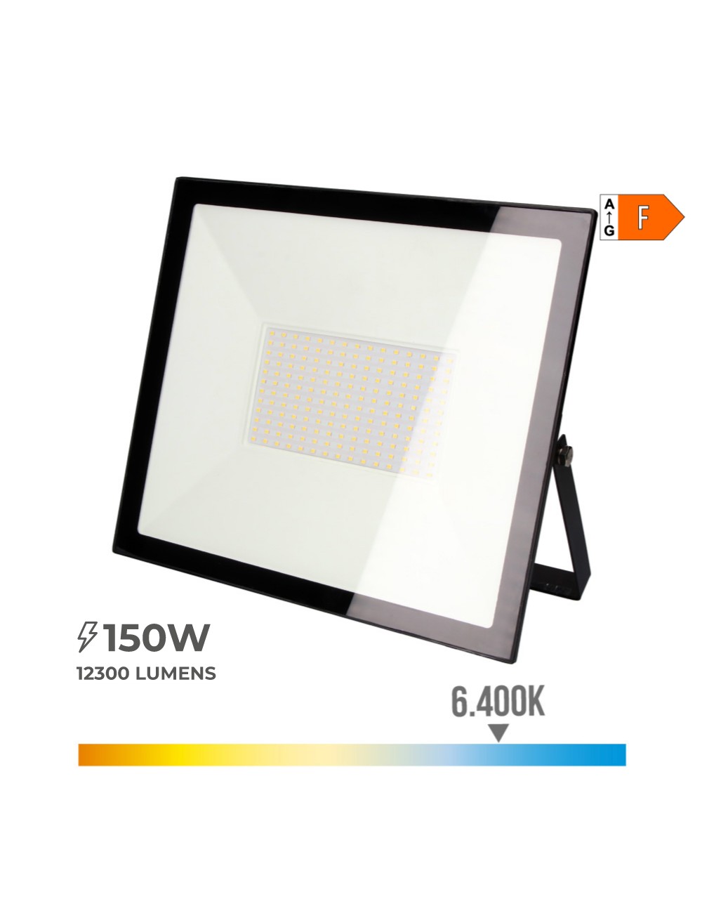 Foco proyector led 150 w 12300 lm 6400 k luz fría 35 x 31 x 4,5 cm