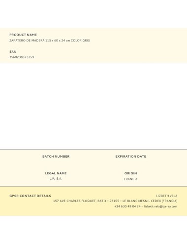 Zapatero de madera 115 x 60 x 24 cm color gris