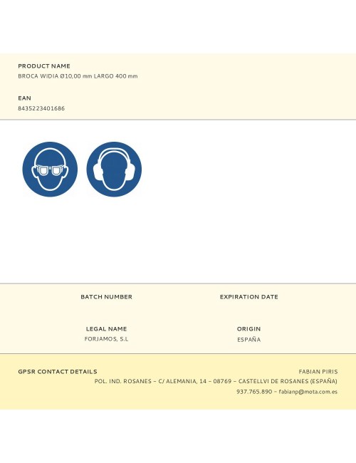 Broca widia ø10,00 mm largo 400 mm