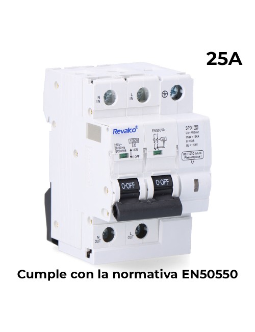 Iga 2p 25a c 10ka - protector de sobretension permanente segun normativa en-50550 y transitorio 5-15ka 275v