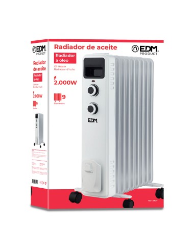 Radiador de aceite 2000 w con 9 elementos altura 60 cm