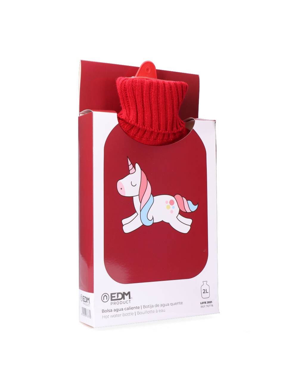 Bolsa de agua caliente 2 l modelo roja unicornio