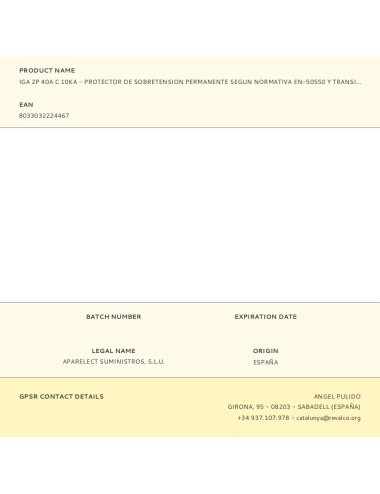 Iga 2p 40a c 10ka - protector de sobretension permanente segun normativa en-50550 y transitorio 5-15ka 275v