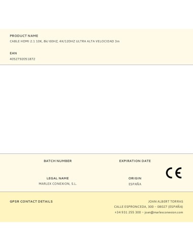 Cable hdmi 2.1 10k, 8k/ 60hz, 4k/120hz ultra alta velocidad 3m