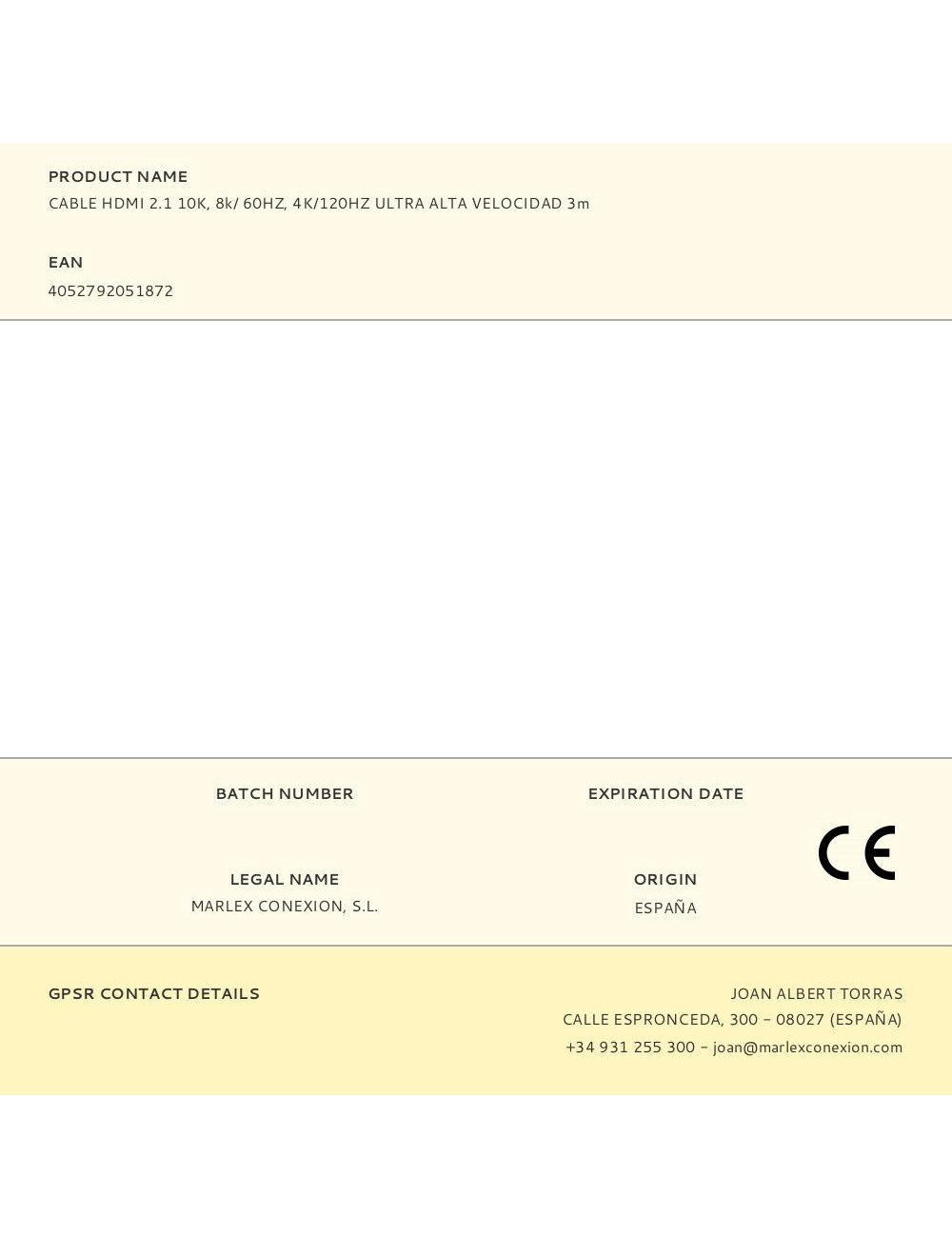 Cable hdmi 2.1 10k, 8k/ 60hz, 4k/120hz ultra alta velocidad 3m