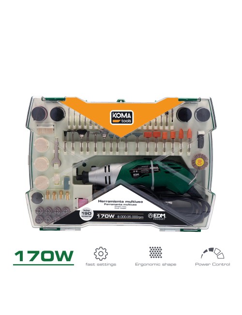 Herramienta multiusos rotativa 170w + 41 tipos de accesorio (190 piezas en total) 23,5 x 7 cm