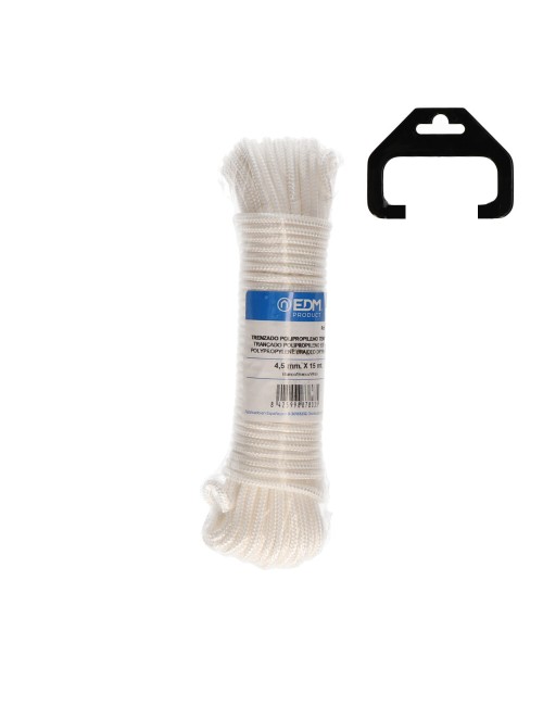 Cordón trenzada tendedero polipropileno blanco, calibre 4,5 mm x 15 m