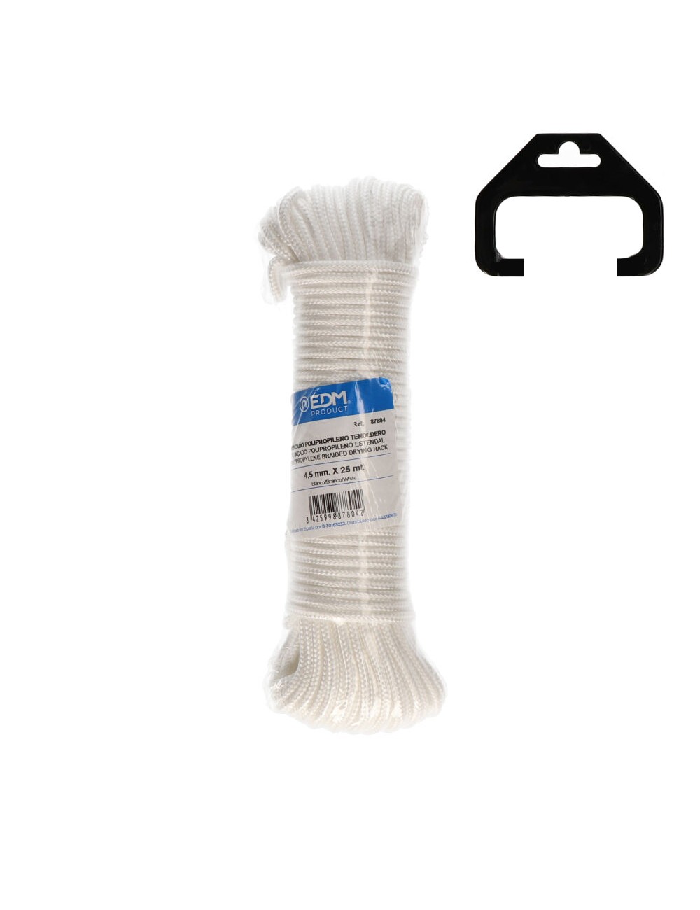 Cordón trenzada tendedero polipropileno blanco, calibre 4,5 mm x 25 m