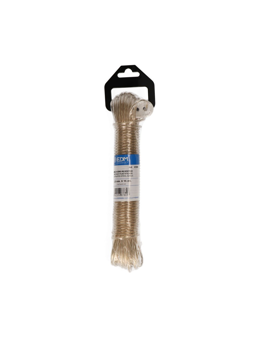 Cable acero plastificado oro 15 m