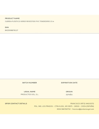 Cuerda plástico verde revestido pvc tendedero 15 m