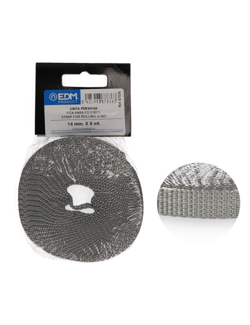 Cinta persiana gris 14 mm x 5 m