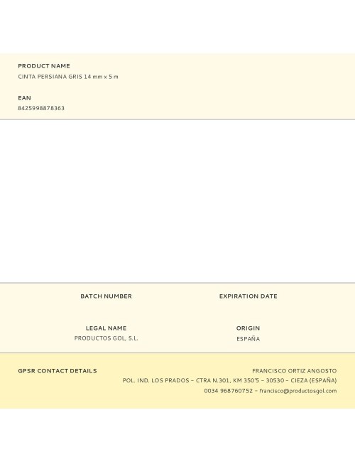 Cinta persiana gris 14 mm x 5 m