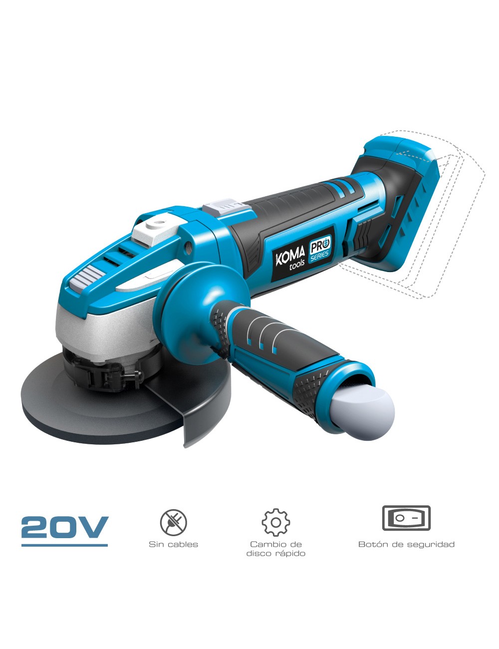 Amoladora 20 v (sin batería ni cargador) ø115 mm 28,9 x 23,9 cm