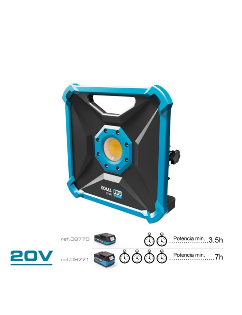 Foco proyector led 20w 1800 lm (sin batería ni cargador) 22,8 x 7 x 22,8 cm