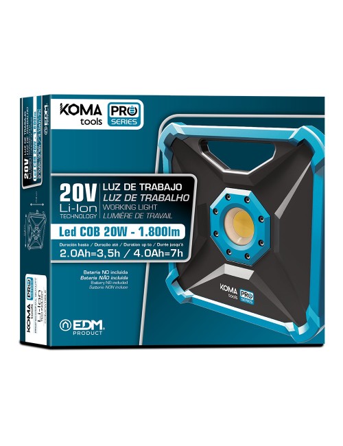 Foco proyector led 20w 1800 lm (sin batería ni cargador) 22,8 x 7 x 22,8 cm