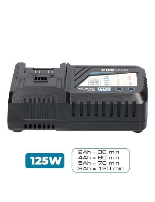 Cargador rapido de bateria 20 v 125 w