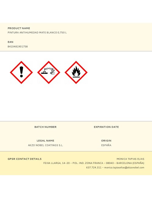 Pintura antihumedad blanco mate 750 ml