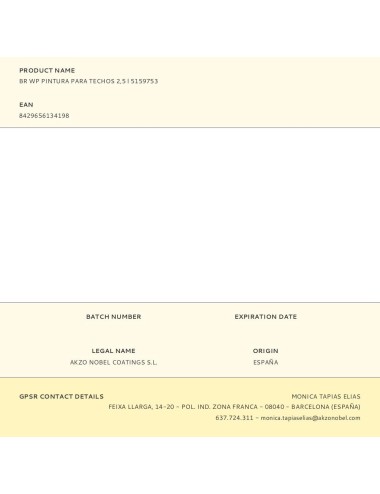 Pintura plástica acrílica interior monocapa blanco mate 2,5 l