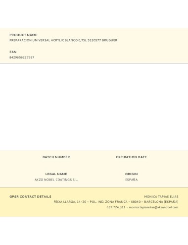 Preparación universal acrylic blanco 750 ml