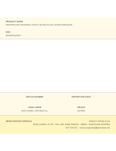 Preparación universal acrylic blanco 250 ml