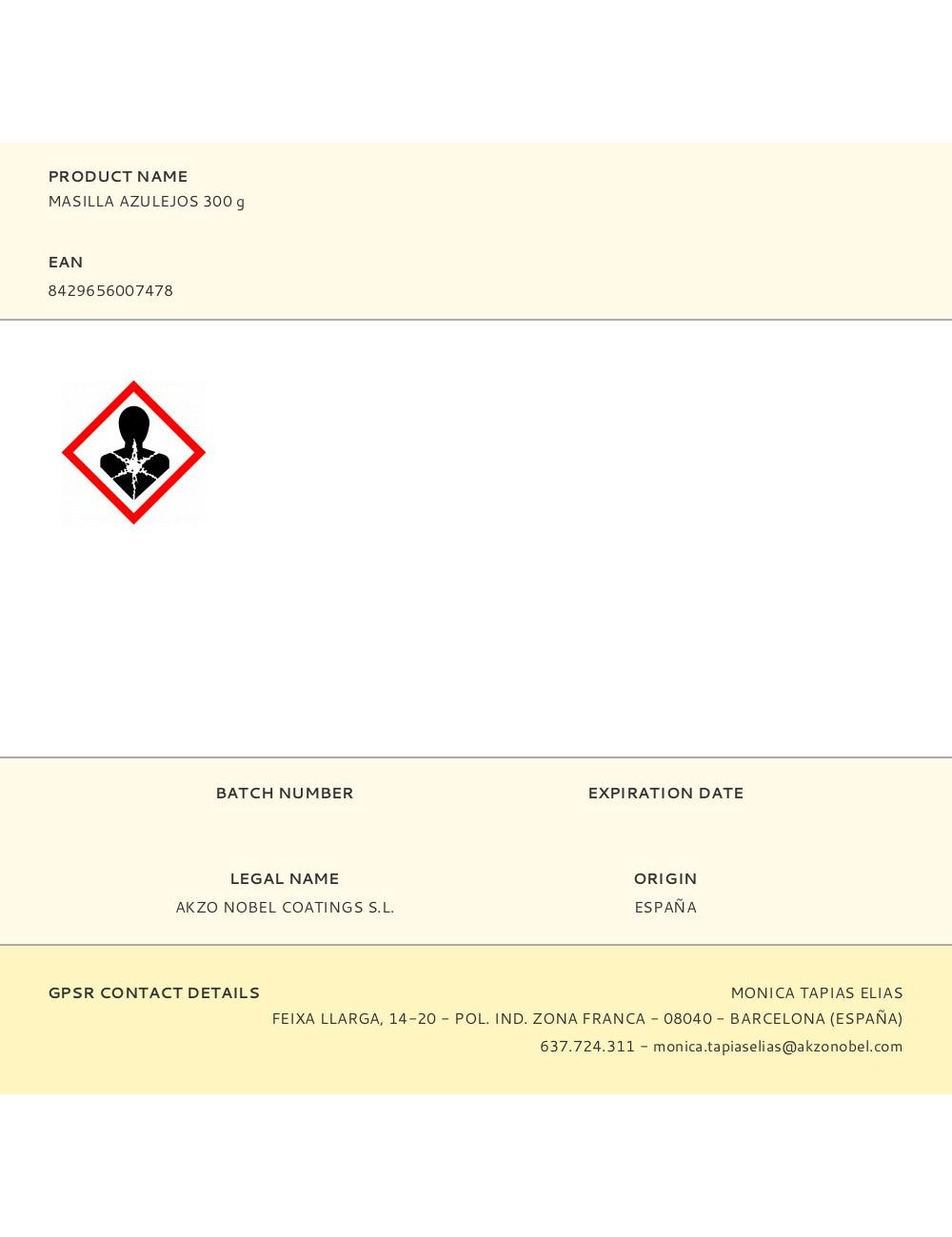 Masilla azulejos 300 g