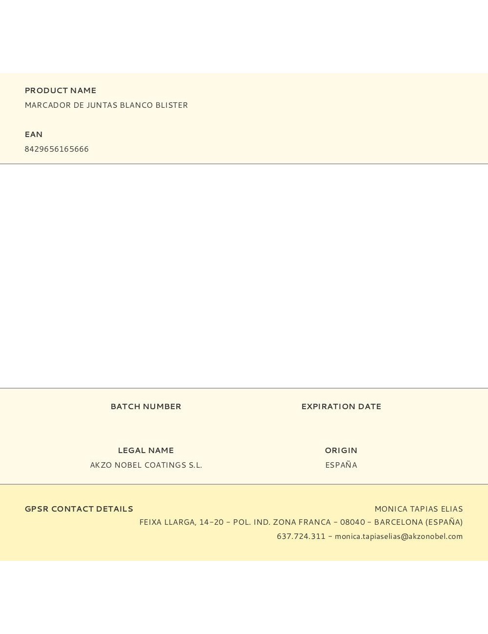 Marcador de juntas blanco blister