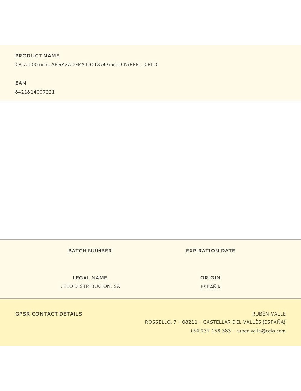 Caja 100 unid. abrazadera l ø18x43mm din/ref l celo