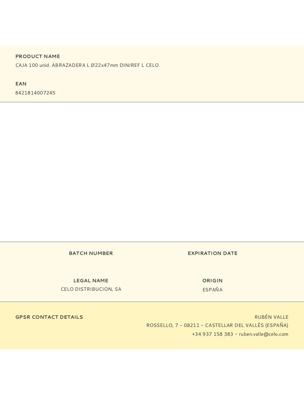 Caja 100 unid. abrazadera l ø22x47mm din/ref l celo