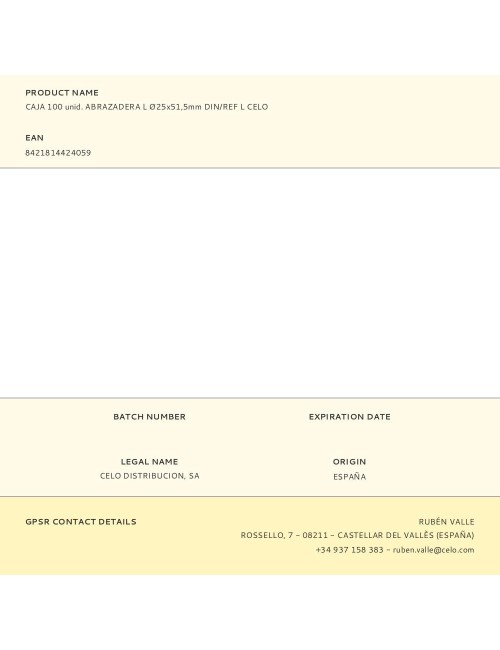 Caja 100 unid. abrazadera l ø25x51,5mm din/ref l celo