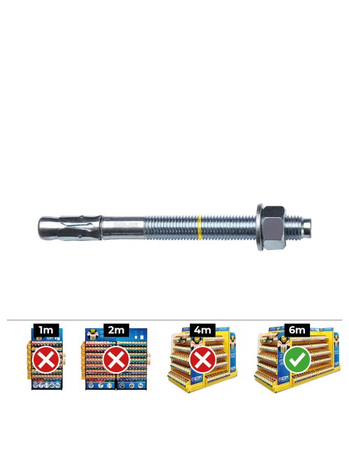 Anclaje homologado ce bap ø10 x 125 mm/50 zincado, caja 25 uds