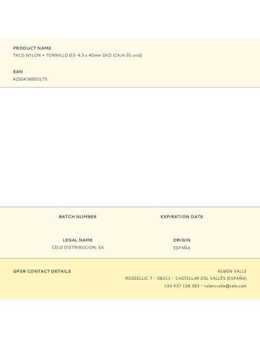 Taco nylon + tornillo ø3-4.5 x 40mm gkd (caja 50 unid)