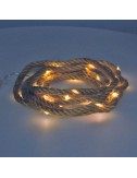 Guirnalda a pilas fija 30 microleds cuerda de yute luz blanco calido 3,03m