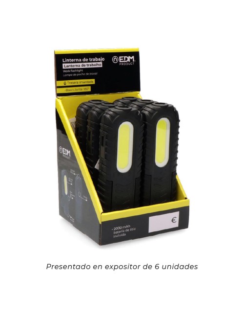 Linterna de trabajo led recargable con usb. con gancho + iman + soporte. cob 5w 300 lm / 3w 90 lm