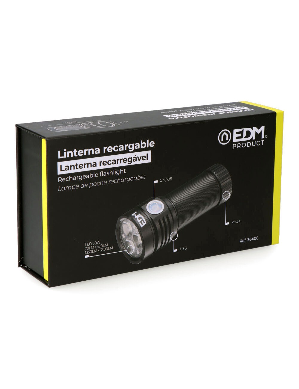 Linterna 3 leds 30w 3300 im recargable