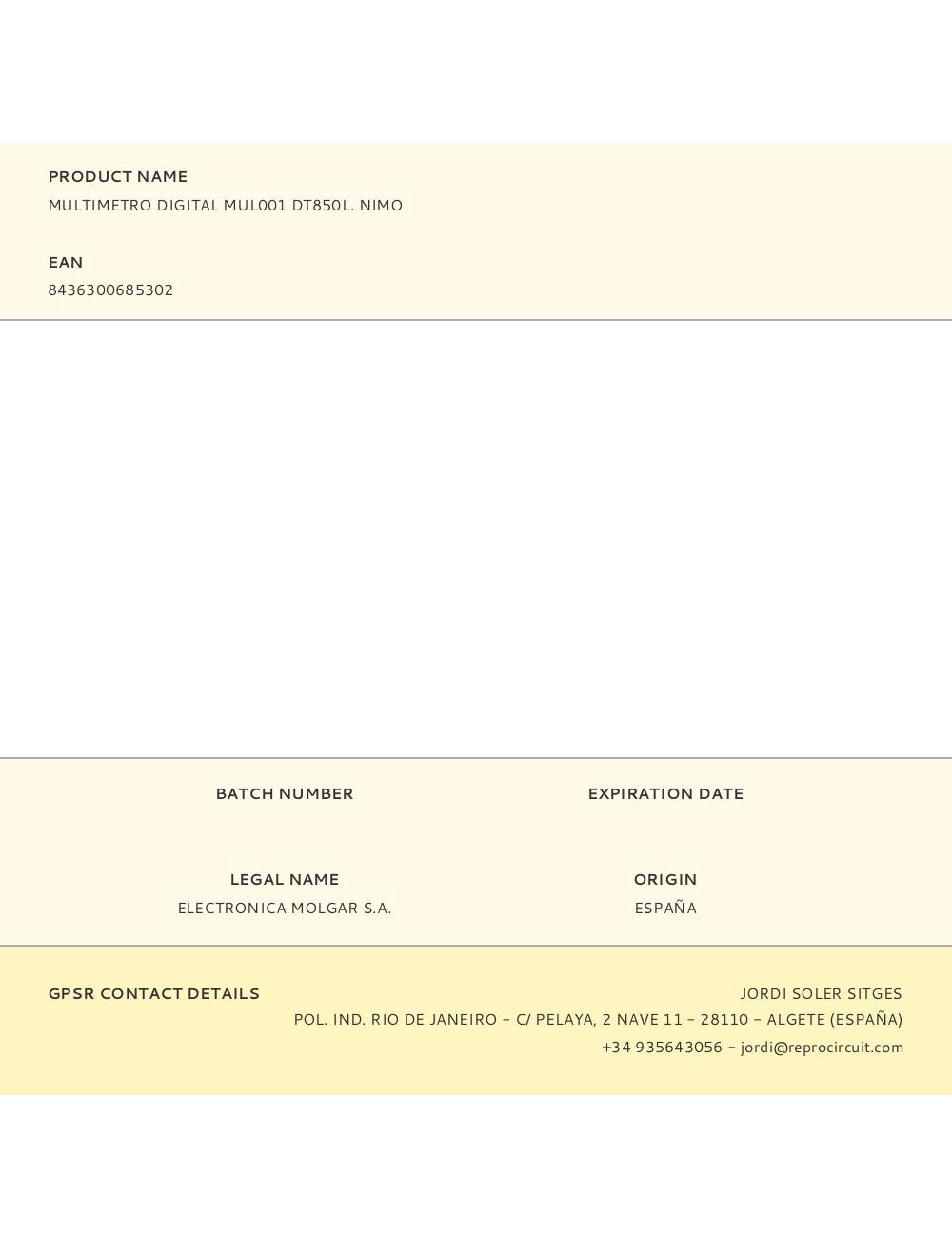 Multimetro digital mul001 dt850l. nimo