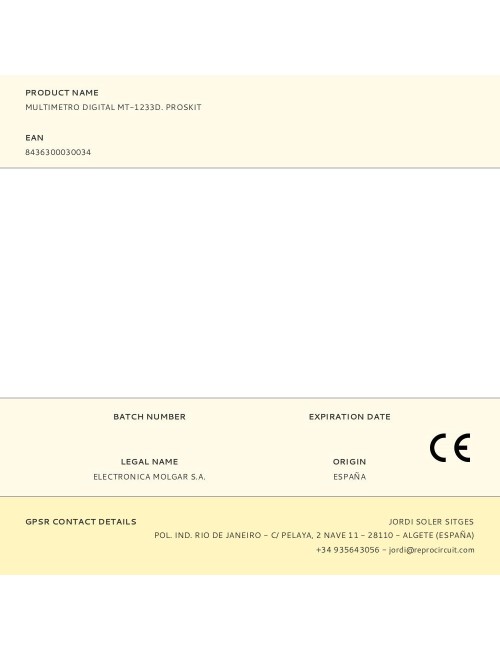 Multimetro digital mt-1233d. proskit
