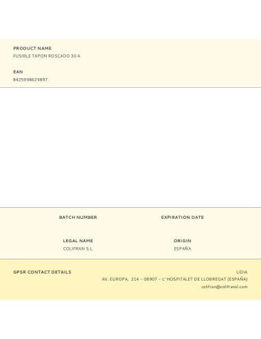 Fusible tapon roscado 30 a